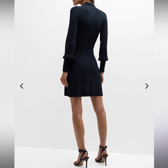 Veronica Beard Lauper Dress Ribbed Button Front A-line Mini Dress Navy Small - Picture 3 of 9